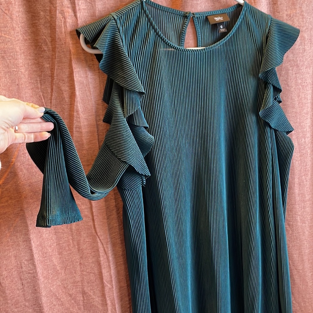 Ribbed Ruffle Sleeve Dress - Picture 2 of 3
